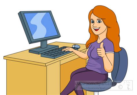 Computers Clipart Teenage Female Student In Computer Class Clipart