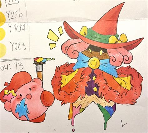 Doodle Of Paintra And Kirby I Did On My Swatch Sheet Kirby