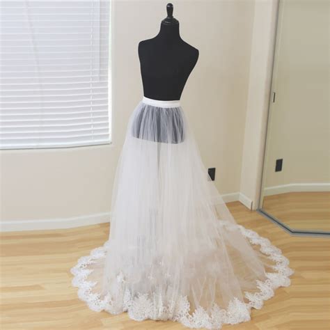 Detachable Bridal Skirt Wedding Overskirt 2 Layers Removable Tulle
