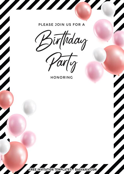 7 Cute And Elegant Balloons Themed Birthday Invitation Templates