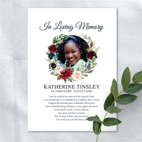 Creative Funeral Keepsakes Memorial Cards In Loving Memory Card