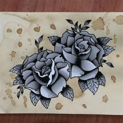 Only 1 available and it's in 6 people's carts. Traditional Black & Grey Rose Tattoo Flash Painting by ...