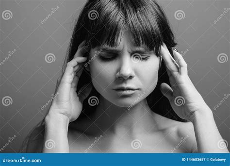 Troubled Anxious Exhausted Emotion Lady Portrait Stock Image Image Of