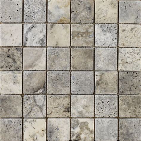 Anatolian Grey Honed And Filled Travertine Mosaic 48x48mm S20004