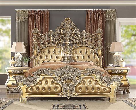 Hd 8016 Bellagio Bed Antique Gold Finish Usa Warehouse Furniture
