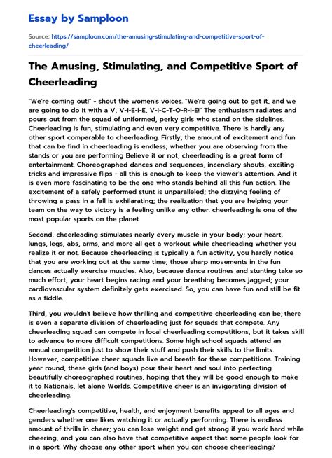 ≫ The Amusing Stimulating And Competitive Sport Of Cheerleading Free