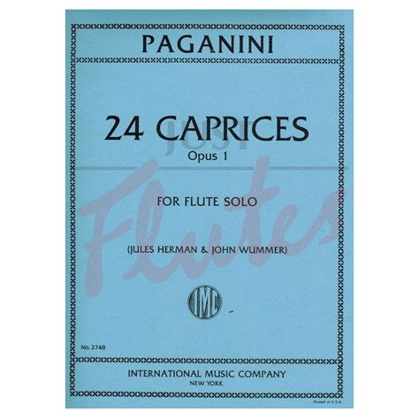 Niccolò Paganini 24 Caprices Op1 Just Flutes London