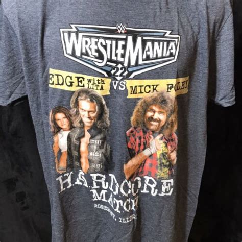 NWT WrestleMania WWE Edge Vs Mick Foley Hardcore Match Mens T Shirt Size M EBay