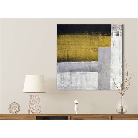 Wall designs or art can alter the look of any room, and your bathrooms too can look exceptional with a yellow and white color wall design such as the one seen in the picture. Mustard Yellow Grey Painting Bathroom Canvas Wall Art ...