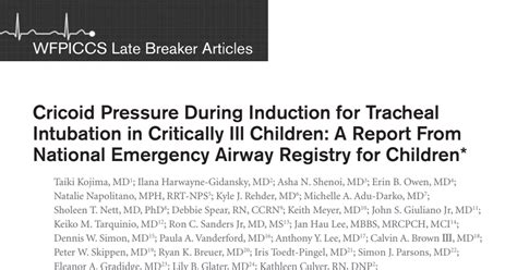 Cricoid Pressure During Induction For Tracheal Intubation In Critically