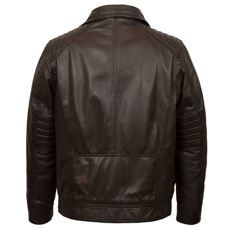 Danny Mens Brown Collared Leather Jacket Hidepark Leather