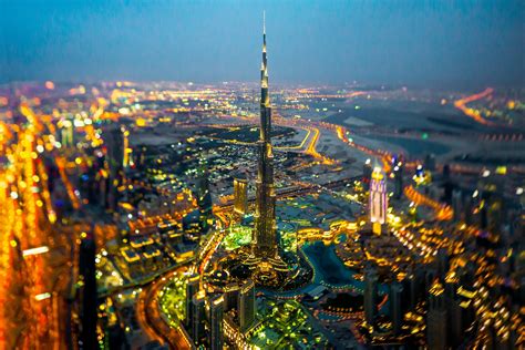 Burj Khalifa Wallpaper Dubai Cityscape City Lights Tilt Shift