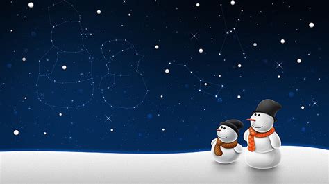Two Snowman Illustration Snowmen Sky New Year Hd Wallpaper