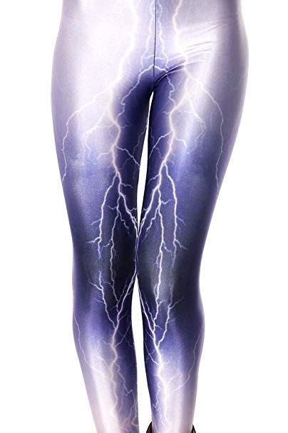 sister amy women s high waist lightning in purple sky printed ankle elastic tights