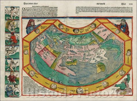 Historic Map Das Ander Alter Der Werlt Map Of The World Hartmann