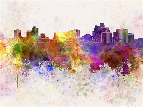 Free Download Reno Skyline In Watercolor Background Painting By Pablo