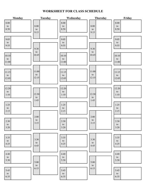 Blank School Schedule Printable Templates At