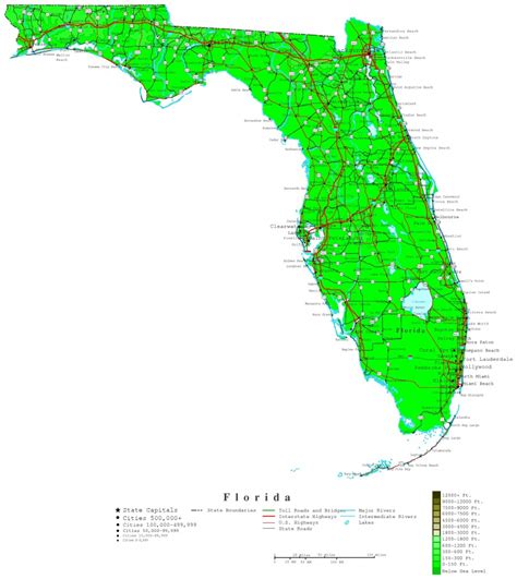 Topographic Map Of Florida Elevation Printable Maps