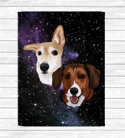 These custom pet portraits digital art that looks like an oil painting. Custom Blanket Pet Portrait Personalized Dog Blanket ...
