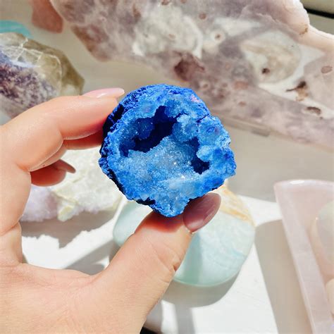 Small Blue Quartz Geode Crystal Specimen ‘a Purifies Negativity
