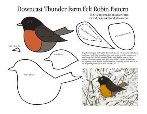 Longing For Spring Felt Robin Ornament Downeast Thunder Farm