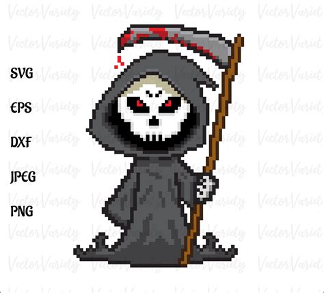 Grim Reaper Pixel Art 8 Bit 16 Bit Svg Png  Dxf Eps Cricut