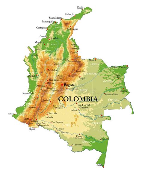 Mapa Físico De Colombia Ilustración Del Vector Ilustración De Silueta