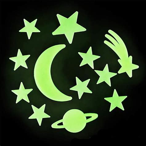 Glow in the dark stars diy decals 207 realistic stars for ceiling with 3 sizes. Glow in the Dark Stars Stickers- 12 pieces of Adhesive ...