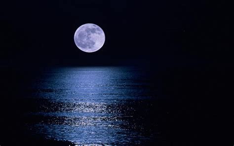 Обои на монитор Природа пейзаж ночь море луна обои для рабочего