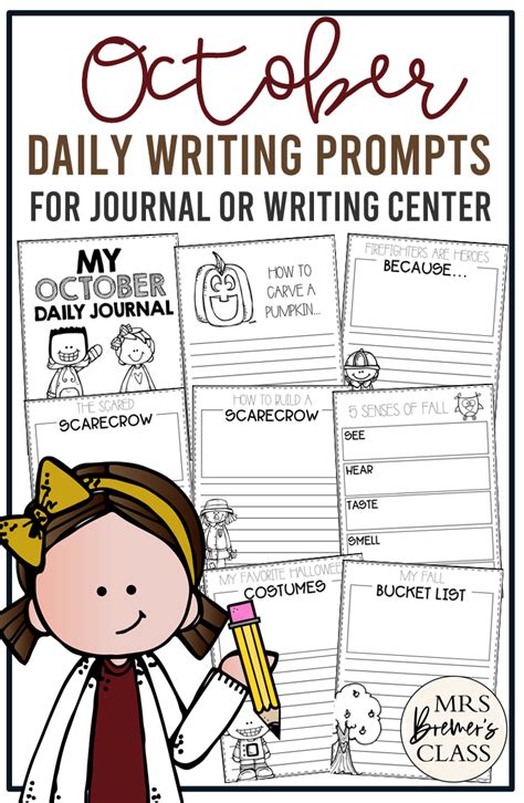 October Writing Prompt Templates For Daily Journal Writing Or A Writing