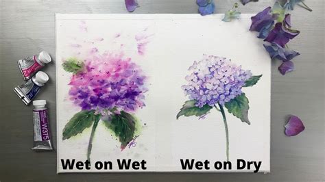 Watercolor Painting Wet On Wet Vs Wet On Dry Technique Hydrangea