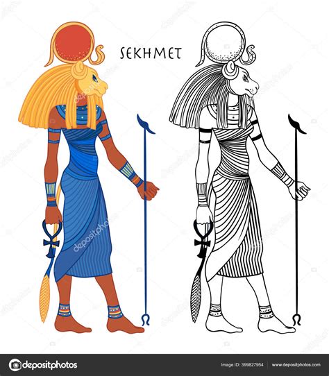 sekhmet the goddess of the sun fire plagues healing and war in egyptian mythology vector