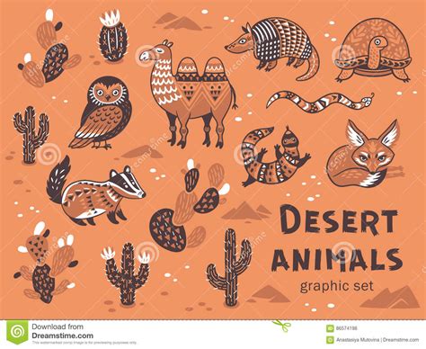 Set Of Desert Animals Stock Vector Illustration Of