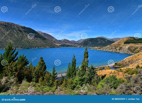 Scenic Lake Coleridge In New Zealand Stock Image Image Of Water
