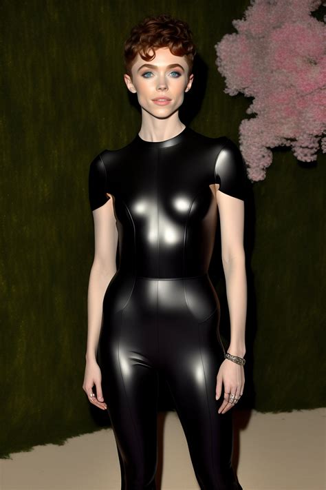Lexica Sophia Lillis Wearing Tight Black Spandex Catsuit Outfit Met