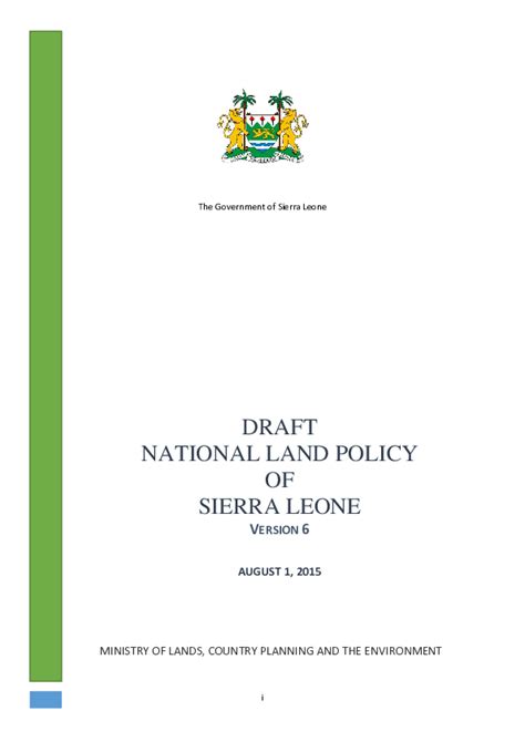 Pdf Draft National Land Policy Of Sierra Leone Version 6 Ministry Of