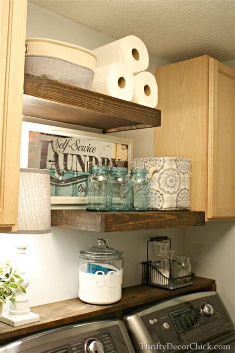 Can't wait to build yourself the perfect laundry room? DIY Wood Shelving (Laundry Storage) from Thrifty Decor Chick