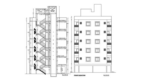 Apartment Architecture Drawing Elevation And Section Details Cadbull