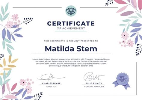 Download Free Colorful Floral Certificate Template