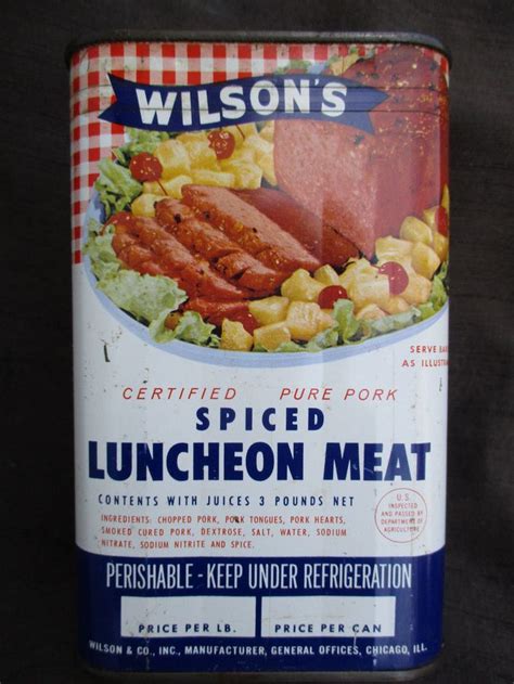 Vintage 1950s Canned Ham Like Wilsons Luncheon Meat Tin Can Pork