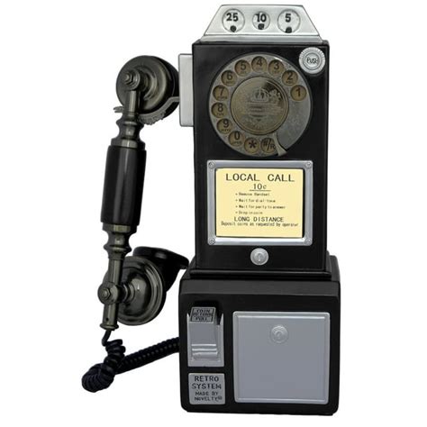 Techplay Retro Classic Rotary Dial Public Phone With Classic Handset