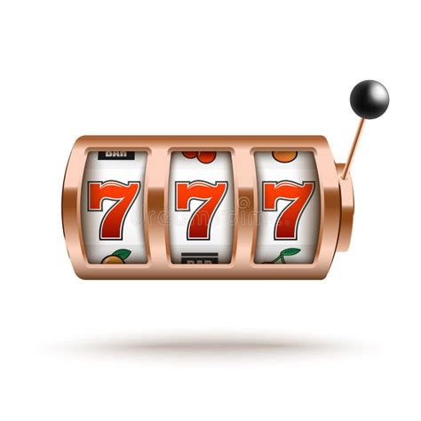 Bronze Slot Machine With Lucky Combination Of Three Sevens In Realistic