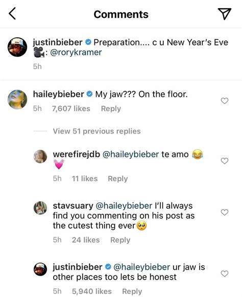 Justin And Hailey Bieber Are Leaving Each Other Nsfw Comments On Instagram