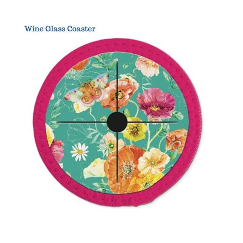 Wine Glass Coaster Neoprene Bright Poppies Epicure Homewares