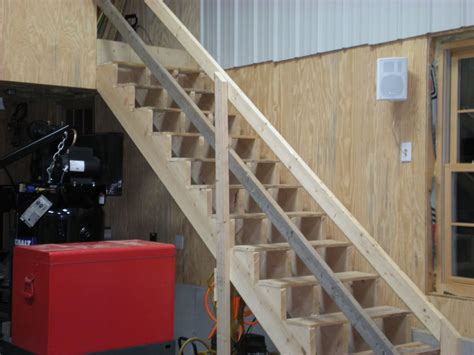 Attic access is in the garage and is a standard pull down stair. Gargage loft stairs - ideas? | Loft stairs, Garage stairs, Stair railing