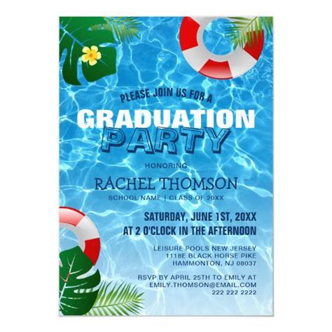 Graduation Pool Party Invitation