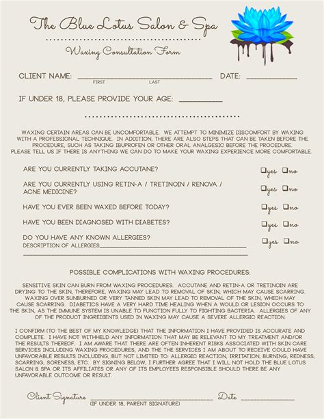 hairdressing client consultation form template