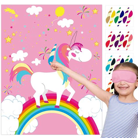Party Games For Kids Large Pin The Tail On The Unicorn With 24 Pcs