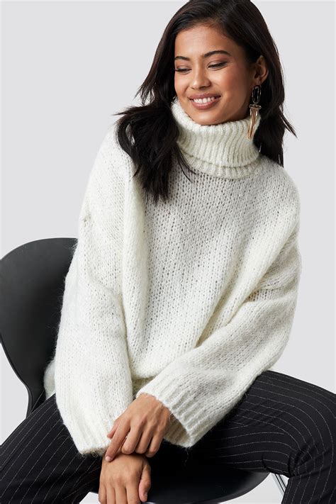 Trendyol High Neck Knitted Sweater White White Turtleneck Sweater