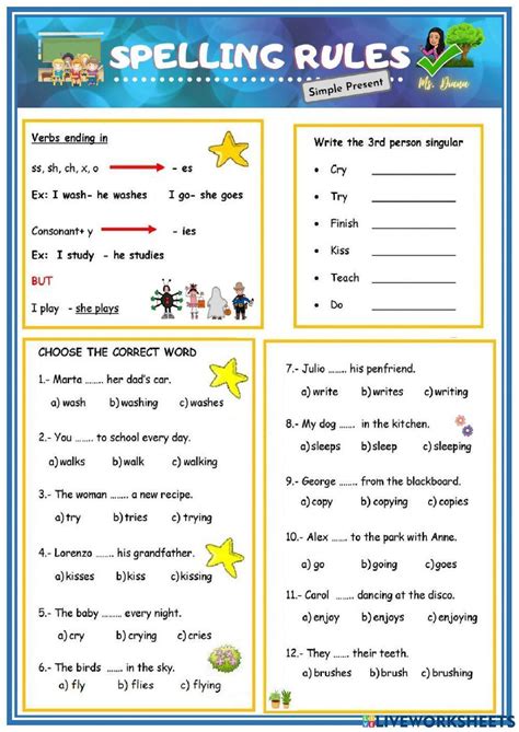 Simple Present Spelling Rules Worksheet Live Worksheets